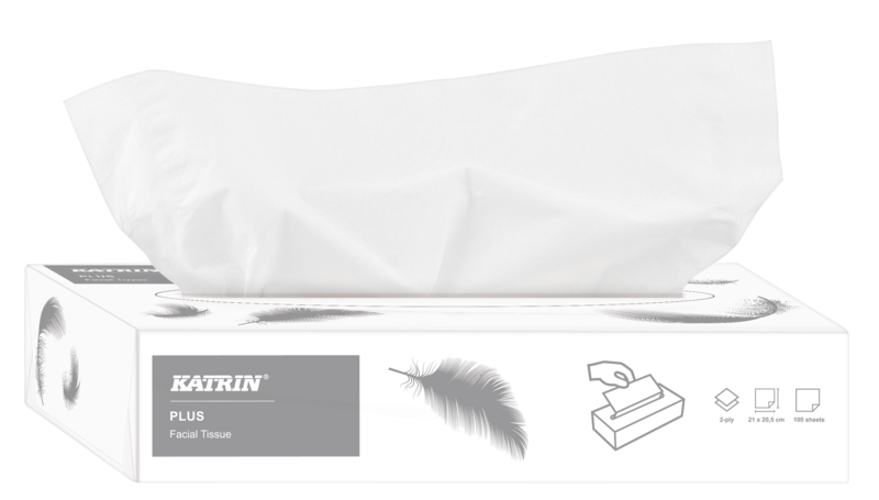 Katrin 11797 Plus Facial papírové kapesníčky super bílé, 2-vrstvé 100 ks v krabičce