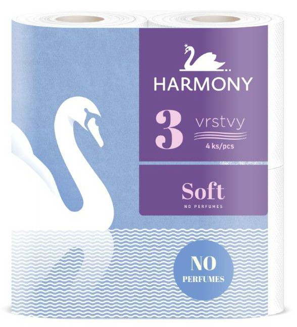 Papír toaletní Harmony Soft 160 útržků 3-vrstvý bílý / 4 role