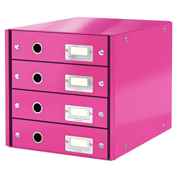 Leitz box zásuvkový CLICK & STORE 4 zásuvky růžový