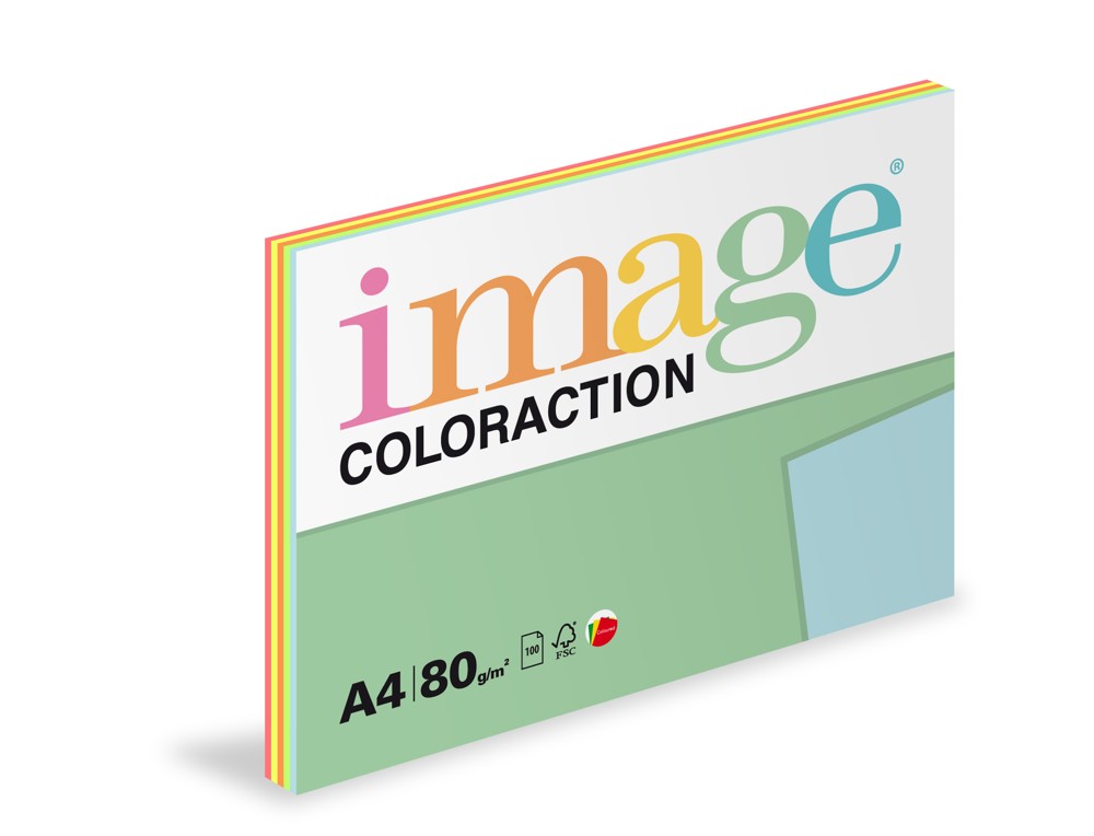 Papír kopírovací Coloraction A4 80g/ 100 listů reflexní, mix 5 barev