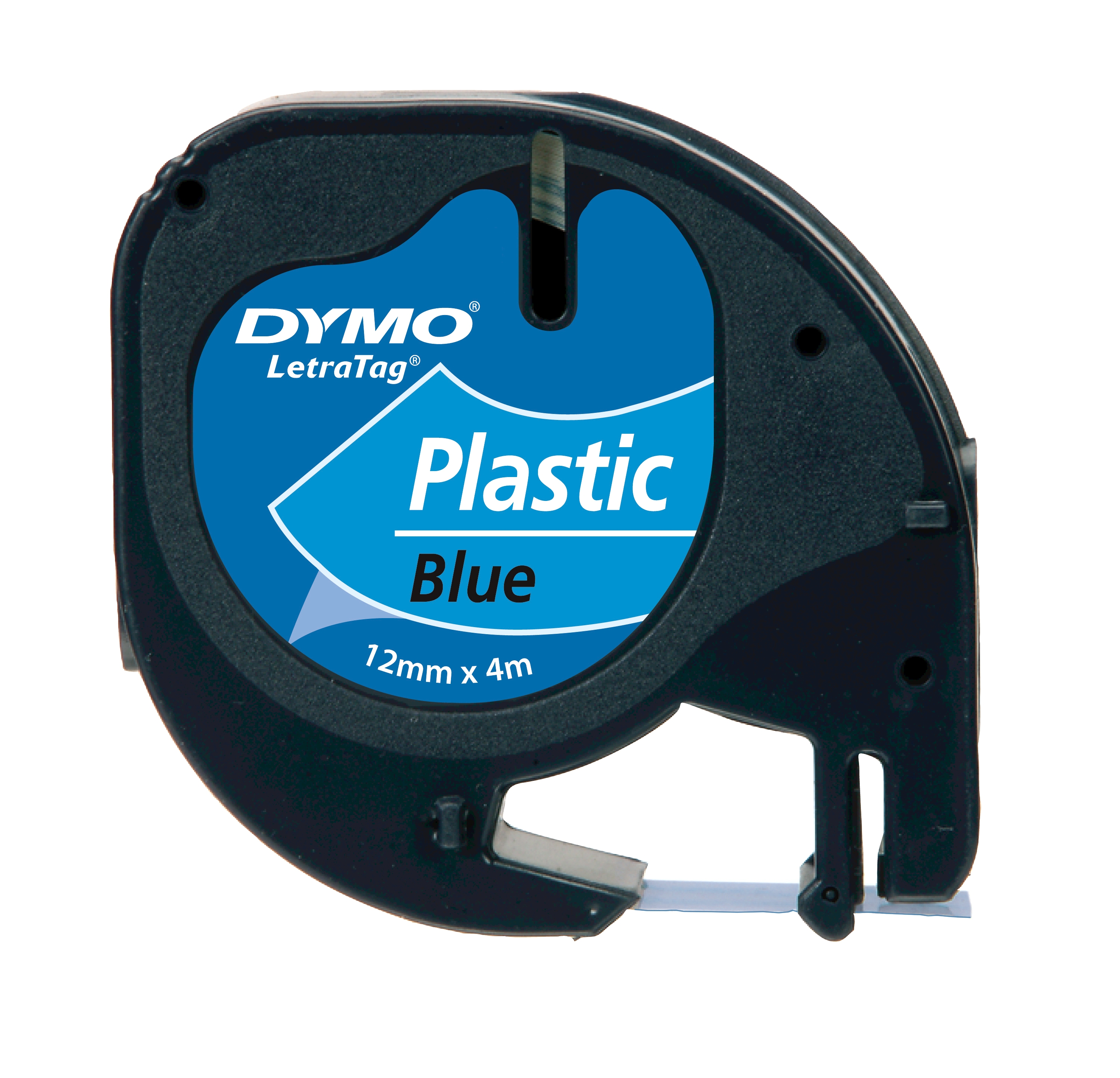 Dymo originální páska do tiskárny štítků, Dymo, S0721650, černý tisk/modrý podklad, 4m, 12mm, LetraTag plastová páska
