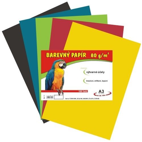 Papír náčrtkový A3 80g / 100l mix barev