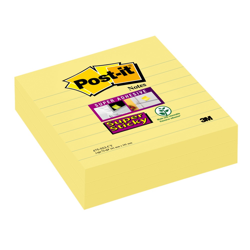 Blok samolepicí Post-it 101 x 101 mm linkované, žluté