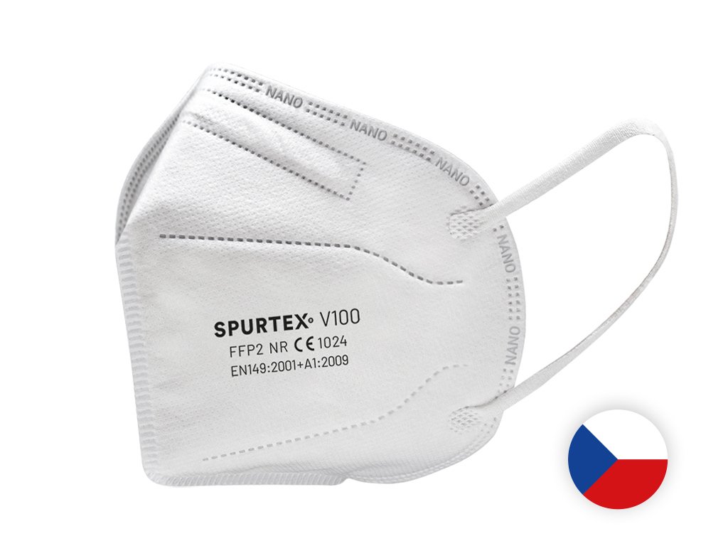 NANO respirátor 5-vrstvý SPURTEX-V100 FFP2 NR bílý(filtrační účinnost 98,5%)