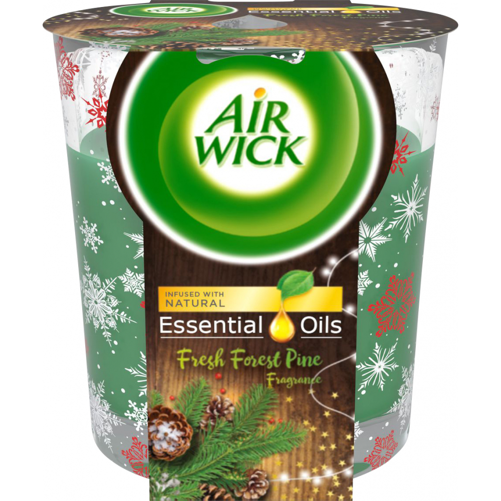 Air Wick vonná svíčka Essential Oils Fresh borovicový les , 105 g