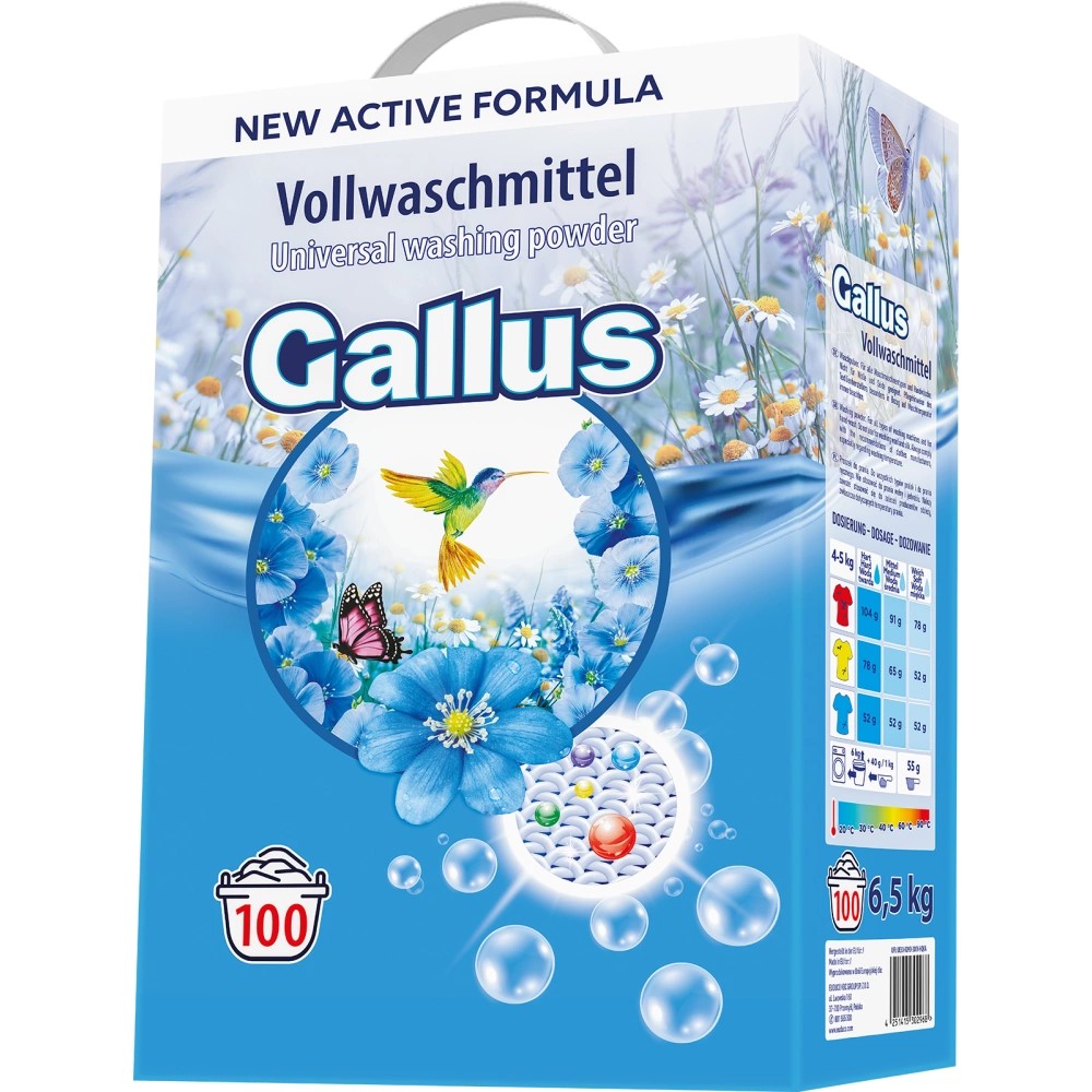 GALLUS prací prášek  6,5 kg 100 PD universal BOX na bílé prádlo