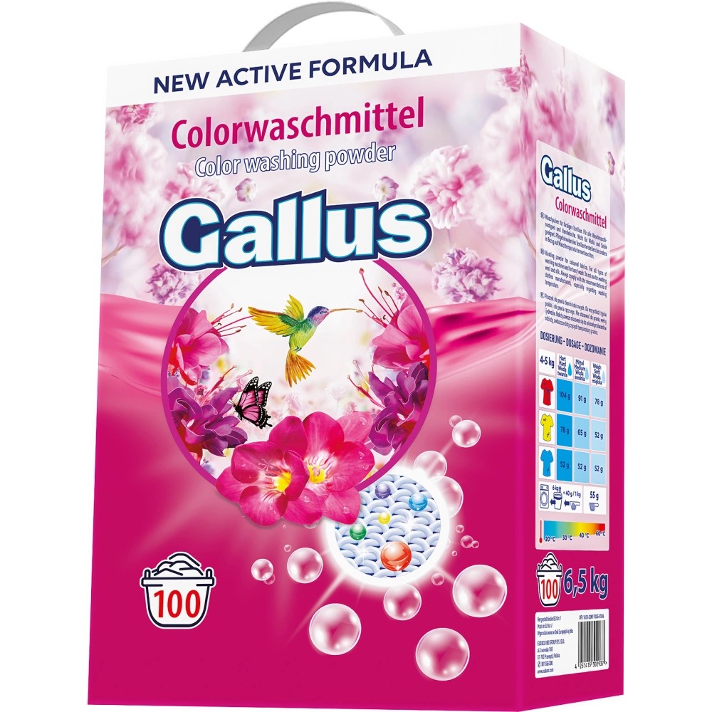 GALLUS prací prášek  6,5 kg 100 PD color BOX na barevné prádlo