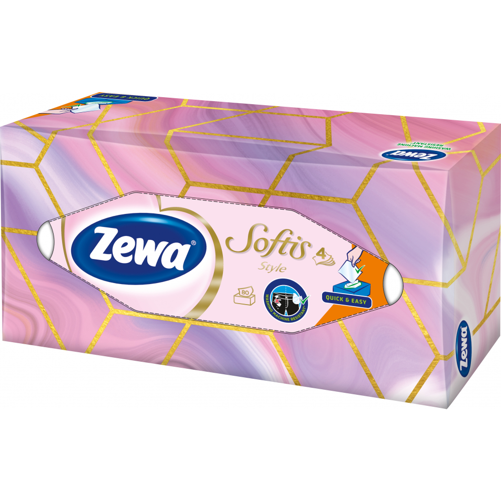 Zewa papírové kapesníčky Box 4-vrstvé, 80 ks