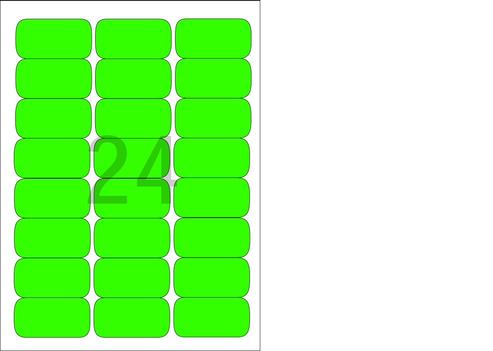 Etikety APLI samolepicí 64 x 33,9 mm fluo zelené / 20x A4/ 480 etiket
