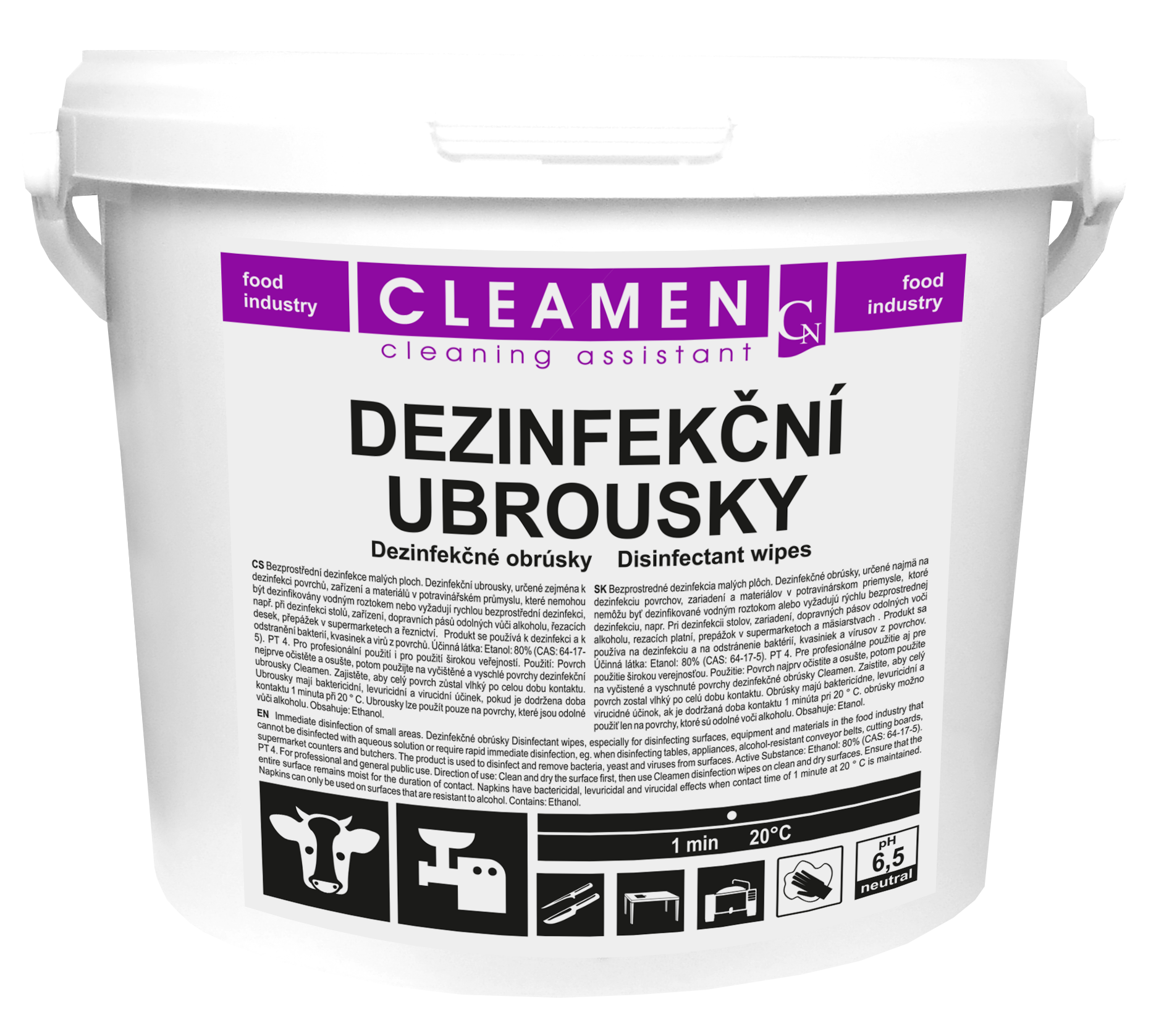 Dezinfekční ubrousky Cleamen 150 útržků (29x18cm) virucidní (80% alkoholu)