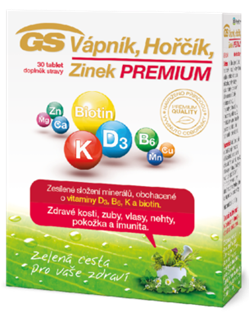 GS Vápník, Hořčík, Zinek PREMIUM s vitaminem D 30 tablet