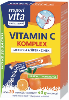 MaxiVita Vitamin C komplex+Acerola+Šípek+Zinek, 20 sáčků