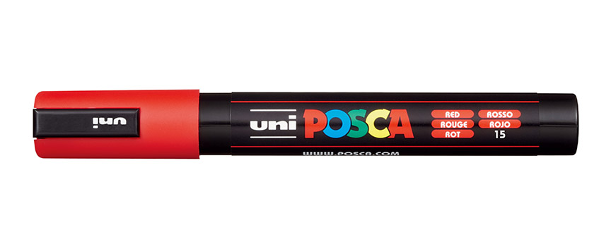 Popisovač akrylový POSCA PC-5M červený 1,8 - 2,5mm