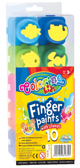 Barvy prstové s razítky 10 barev Colorino Kids