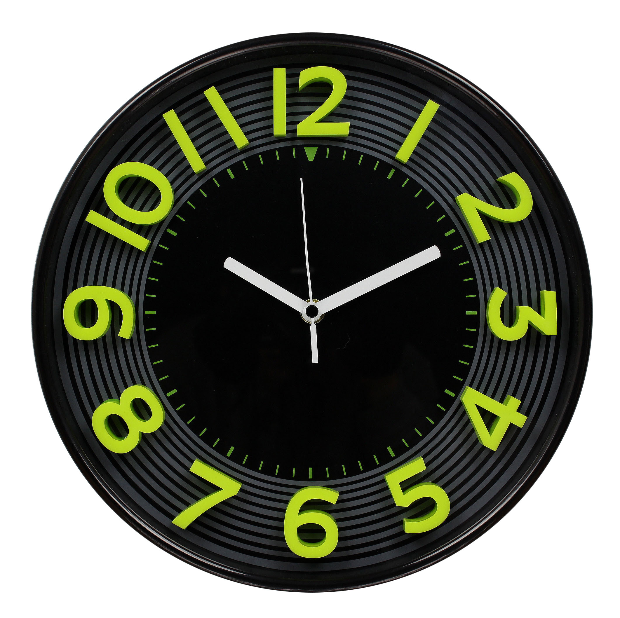 Nástěnné analogové 3D hodiny zeleno-černé průměr 30 cm