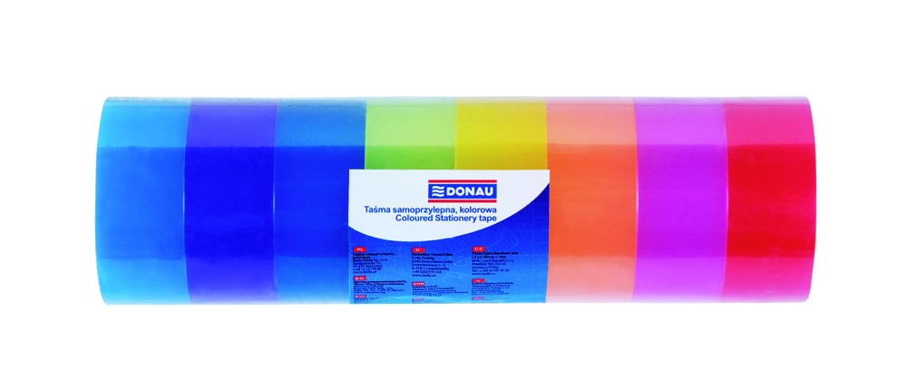 Kancelářská páska 18 mm x 18 m z odolného PP mix barev - 8 ks
