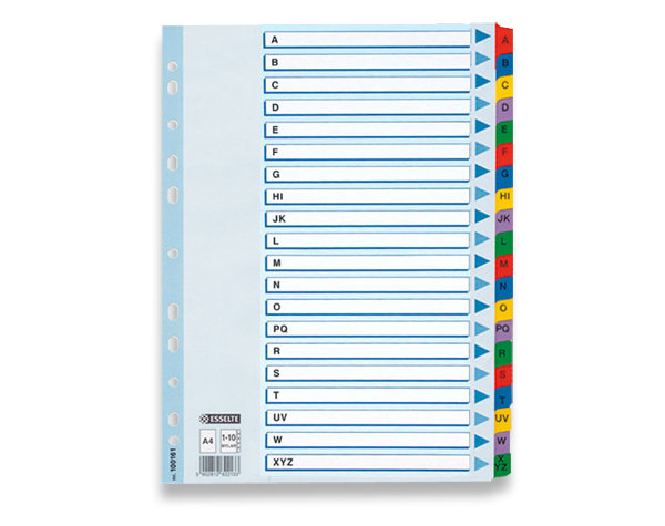 Rozdružovač MYLAR A4 abecední, kartonový A-Z barevný 20 listů