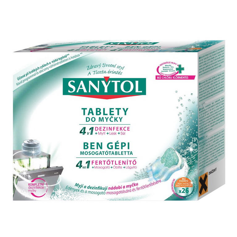 Sanytol tablety do myčky 4 v 1/40 ks (leští, čistí, dezinfikuje a chrání)