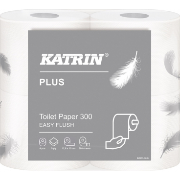 Papír toaletní Katrin 105003 Plus Easy Flush (lehce rozpustný) 300 útržků(37,5m), 2 - vrstvý bílý / 4 role