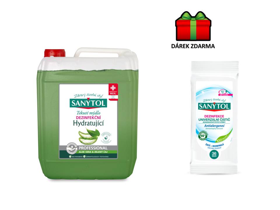 Sanytol dezinfekční mýdlo hydratující 5l + Sanytol dezinfekční utěrky virucidní a antialergenní 36 ks
