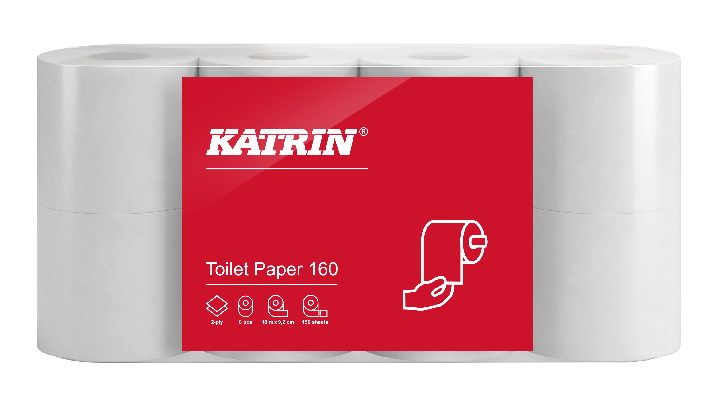 Papír toaletní Katrin Plus/Satino 160 útržků, 18m, 112966 , 2-vrstvý bílý / 1 role