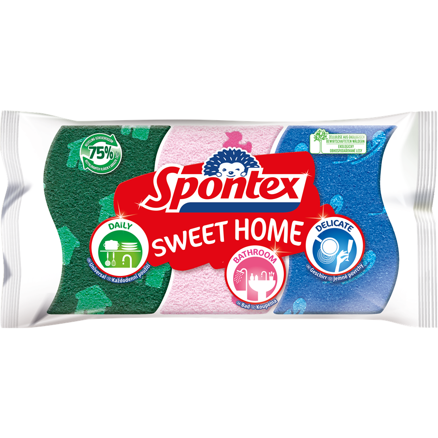 Houbička viskózní Spontex Sweet home 3 ks