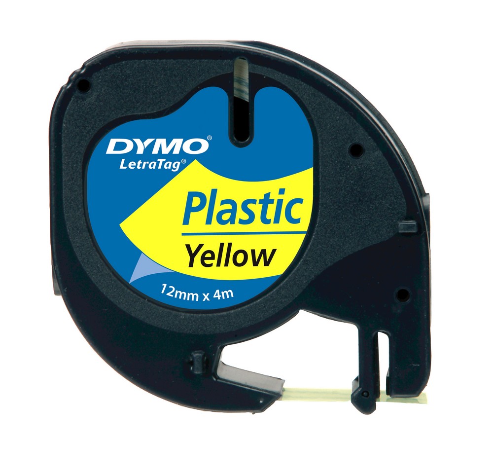 Dymo originální páska do tiskárny štítků, Dymo, 59423, S0721620, černý tisk/žlutý podklad, 4m, 12mm, LetraTag plastová páska
