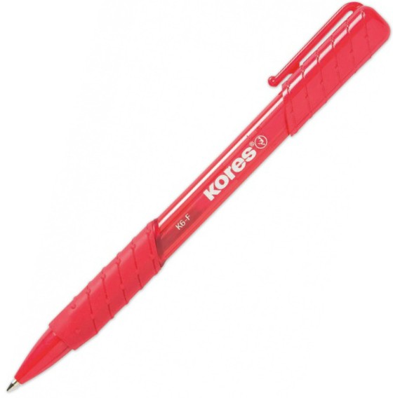 Pero kuličkové Kores K6 trojhranné s gripem 0,5 mm, červené