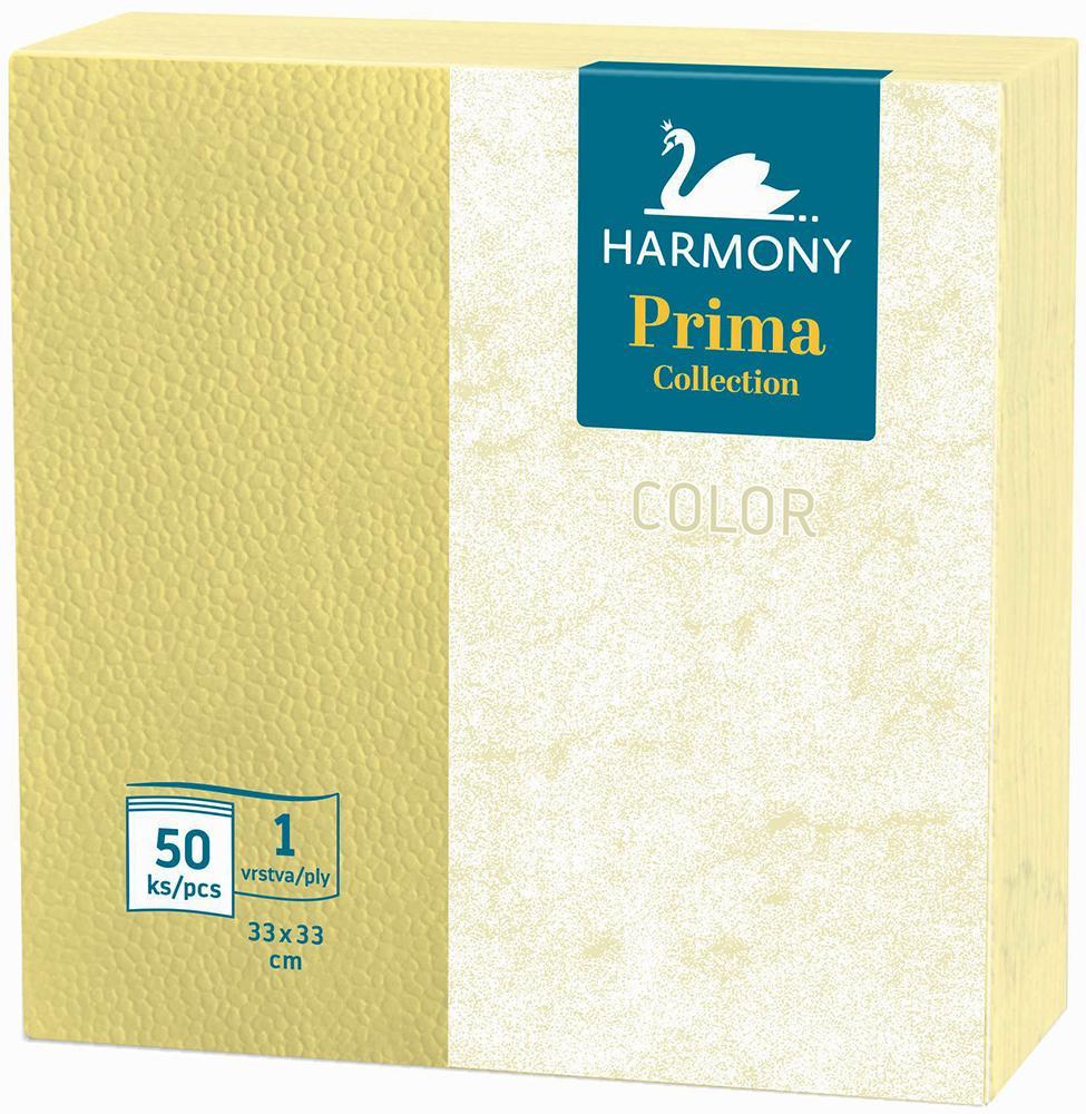 Ubrousky Harmony Color 33 x 33 žluté 1-vrstvé / 50 ks