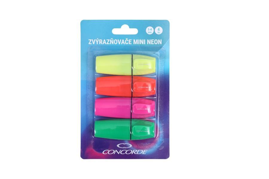 CONCORDE zvýrazňovače Mini Neon sada 4 kusů