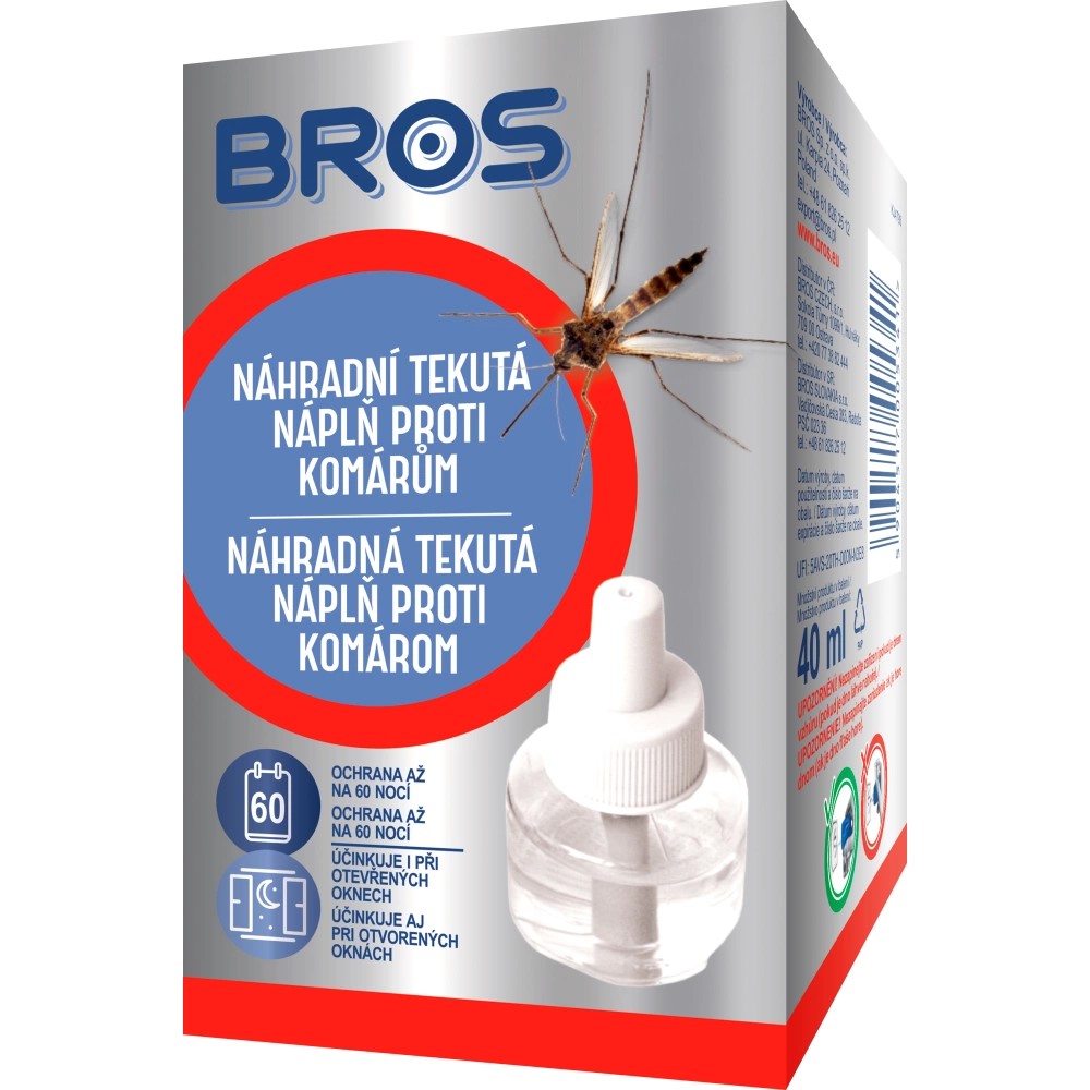 Bros elektrický odpařovač proti komárům náhradní náplň, 40 ml (60 nocí)