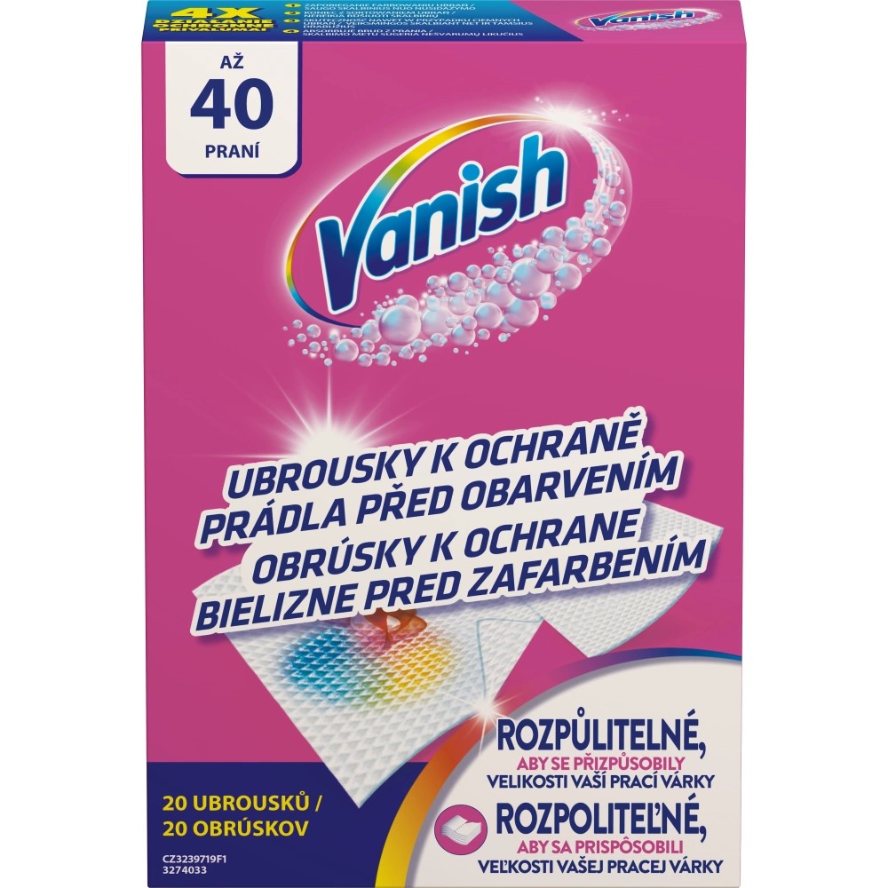 Vanish Color Protect prací ubrousky proti obarvení, 20 ks (40 praní)