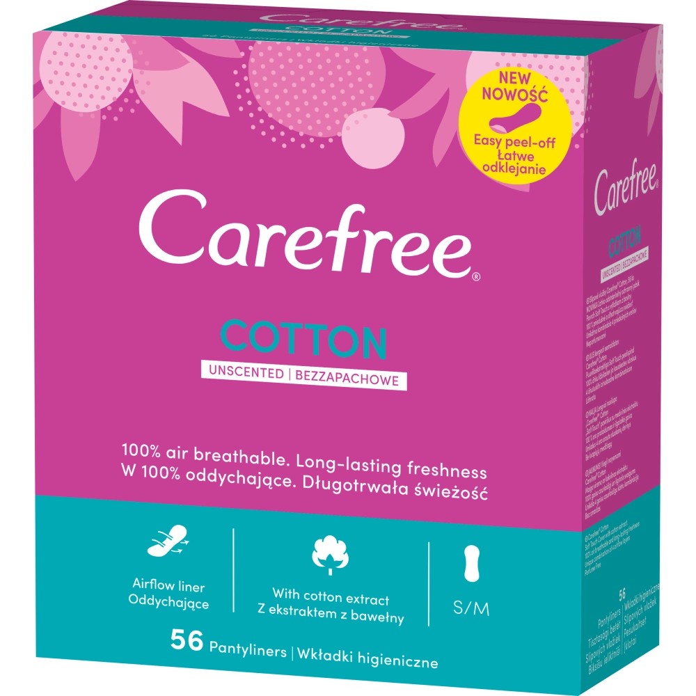 Dámské vložky Carefree Cotton intimky, 56 ks