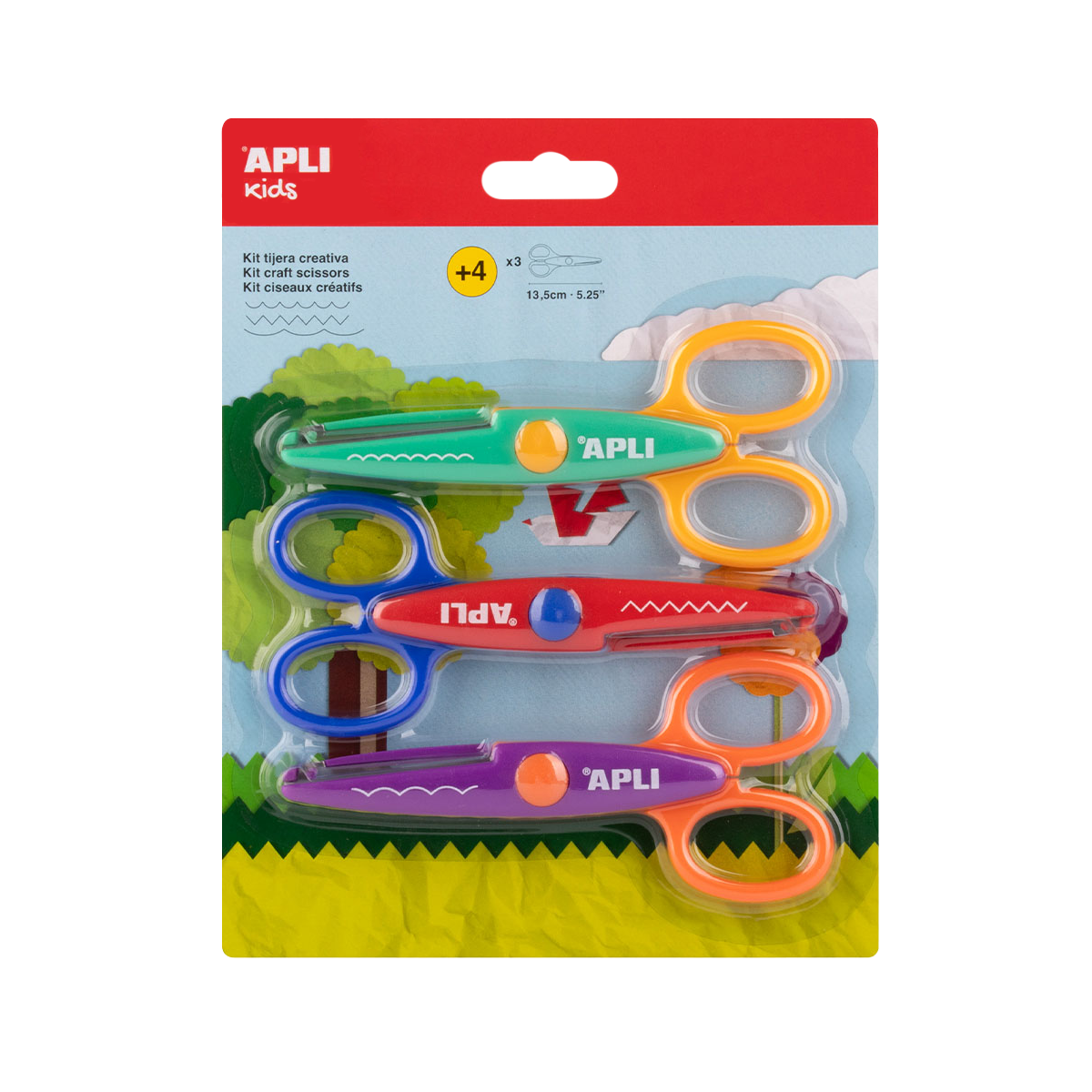 Nůžky APLI kreativní - sada, 13,5 cm, 3 ks, kulatá špička