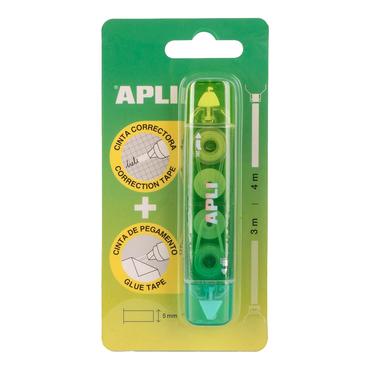 APLI korekční a lepicí strojek 2 v 1 (5mmx4m)x (5mmx3m)