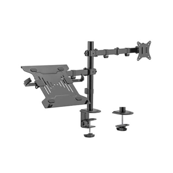 Držák monitoru Brateck LDT66-C024ML 1 kloubové rameno + 1držák laptopu vedle sebe na tyčovém držáku