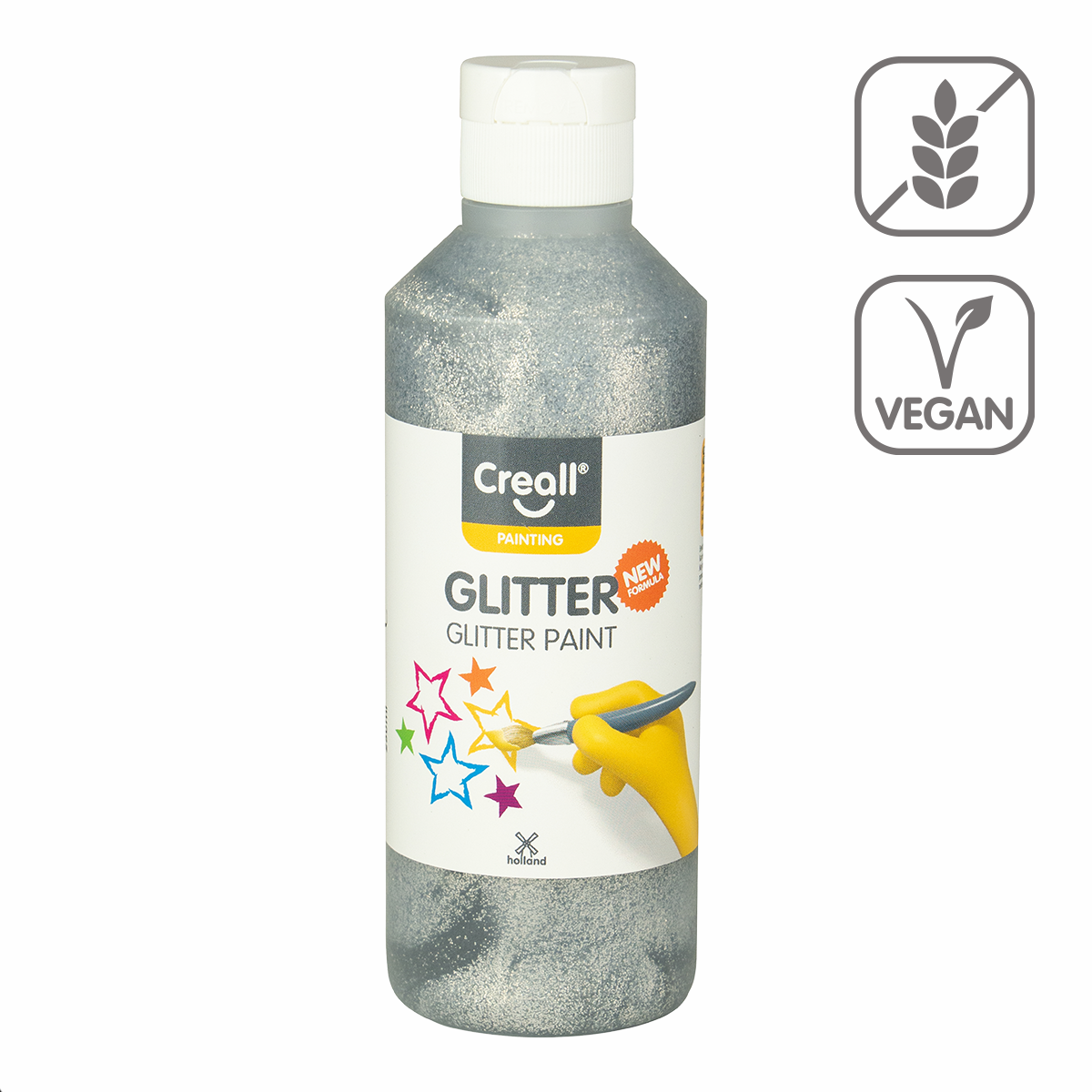 Tempera Creall barva Glitter, 250 ml, stříbrná