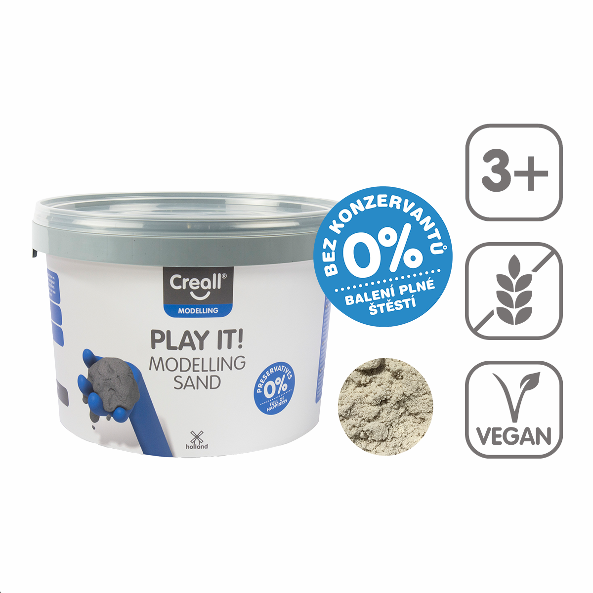 Creall modelovací písek Play it!, 2500 g, box, přírodní