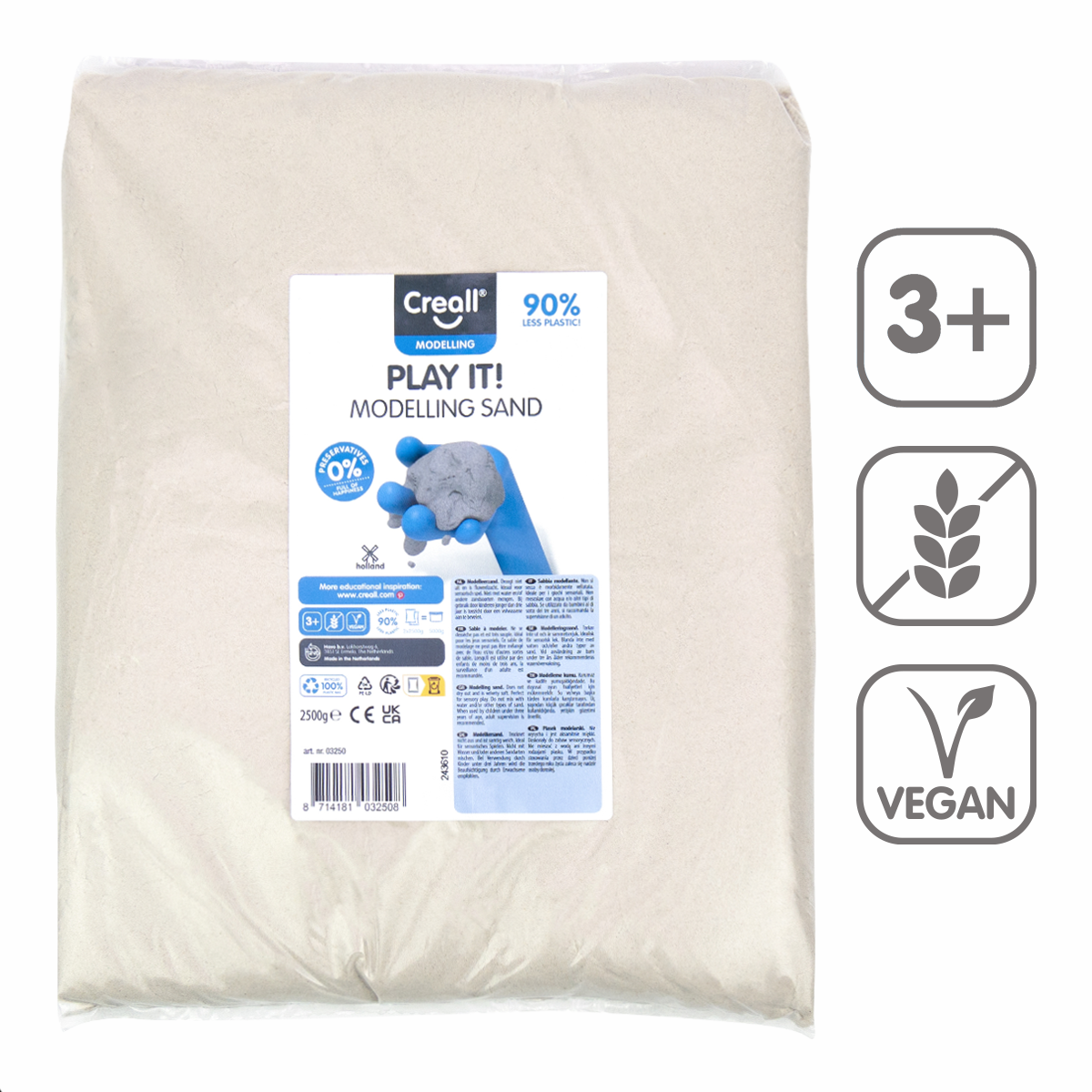 Creall modelovací písek Play it!, 2500g náhr.náplň, přírodní