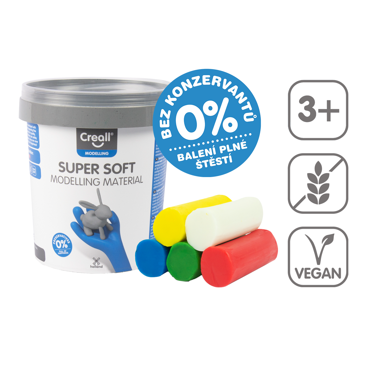 Creall modelovací hmota Super soft 450 g, kelímek, mix barev