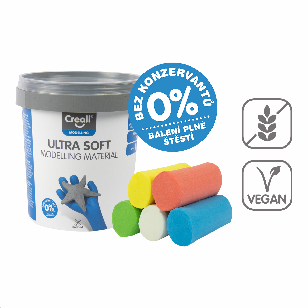 Creall modelovací hmota Ultra soft 5×60 g, kelímek mix barev