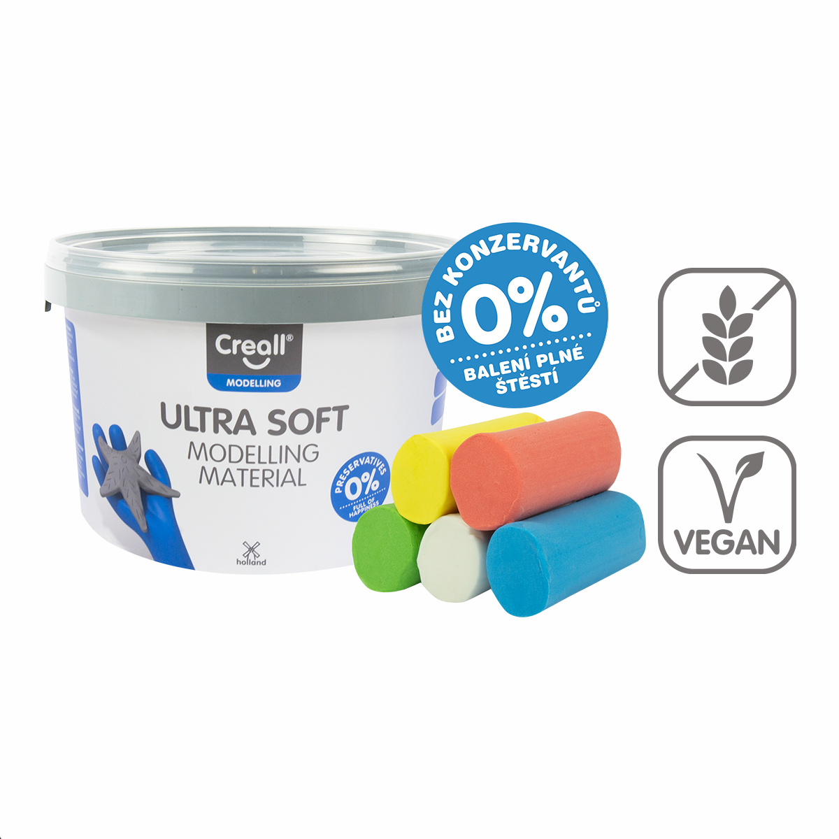 Creall modelovací hmota Ultra soft 5×220g kelímek mix barev