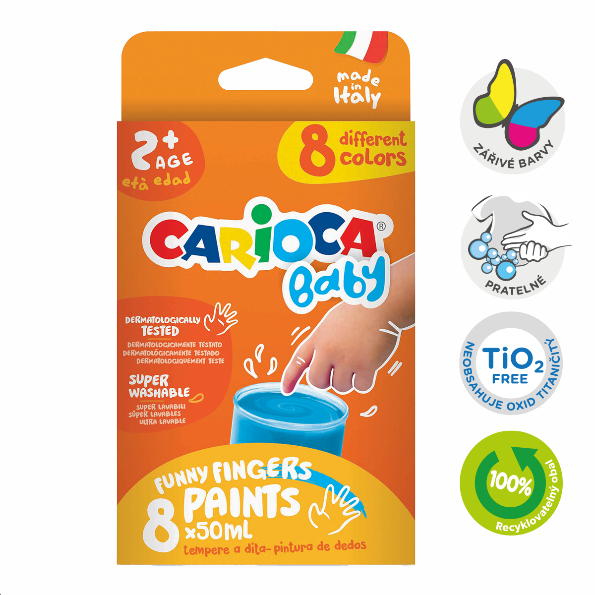 Barvy prstové Carioca Baby 2+, 8 × 50 ml