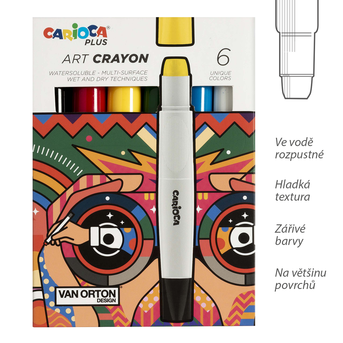 Pastelky voskové Art Carioca PLUS, box, 6 ks