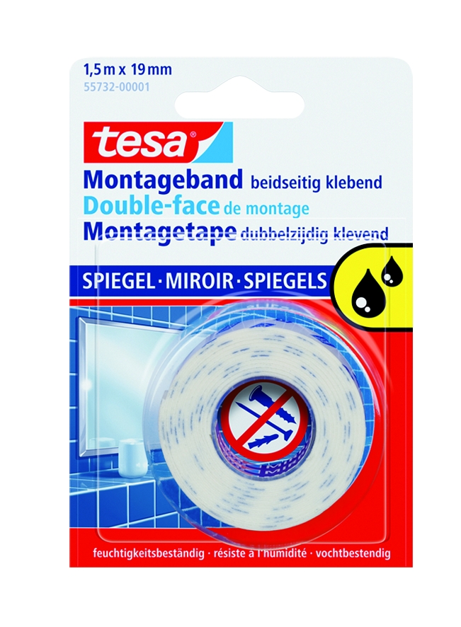 Lepicí páska TESA pěnová na zrcadla 1,5mx19 mm, oboustranná