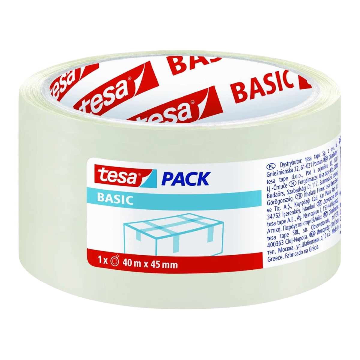 Lepící páska TESA BASIC 45mm x 40m, transparentní