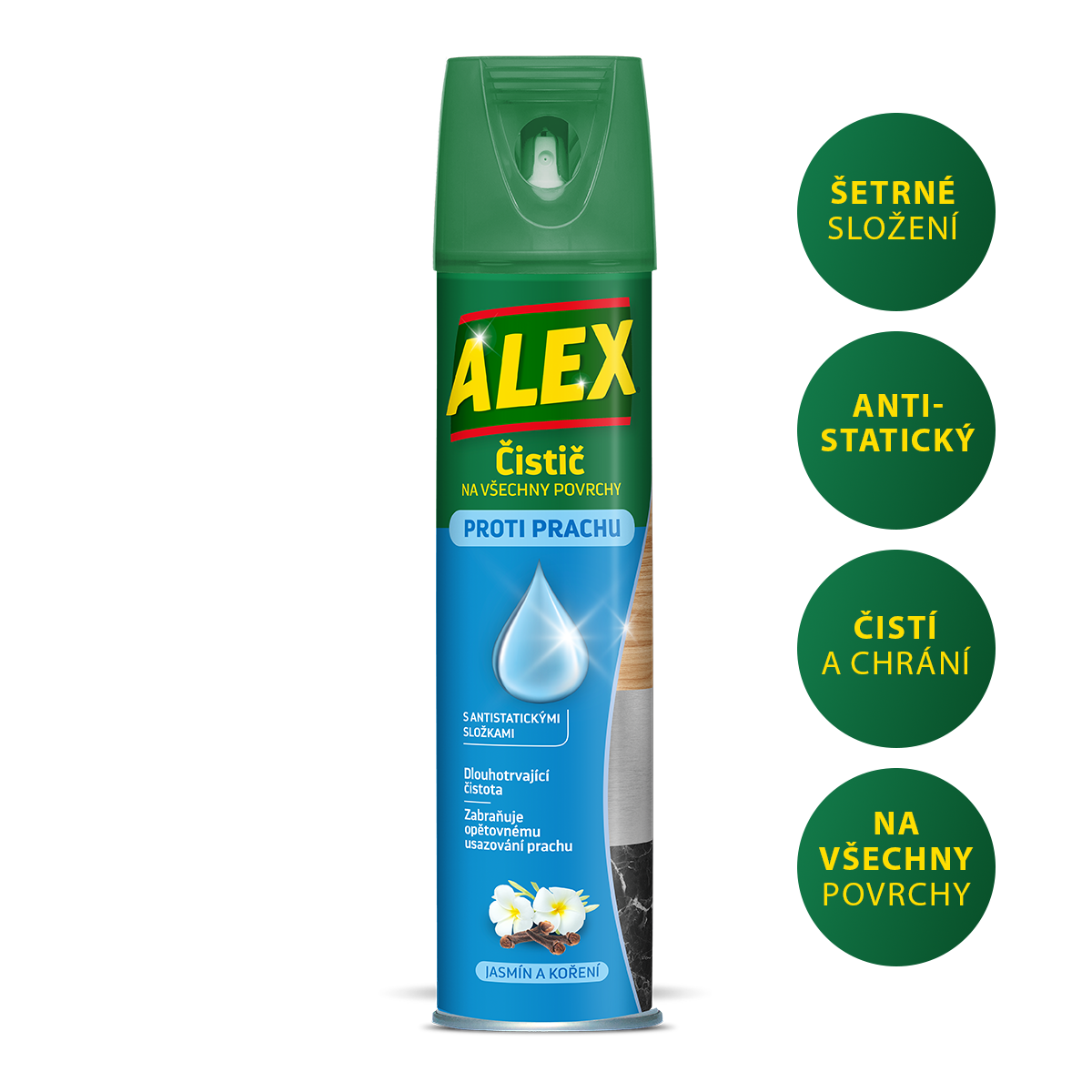 ALEX proti prachu na všechny povrchy aerosol, 400 ml modrý, antistatický