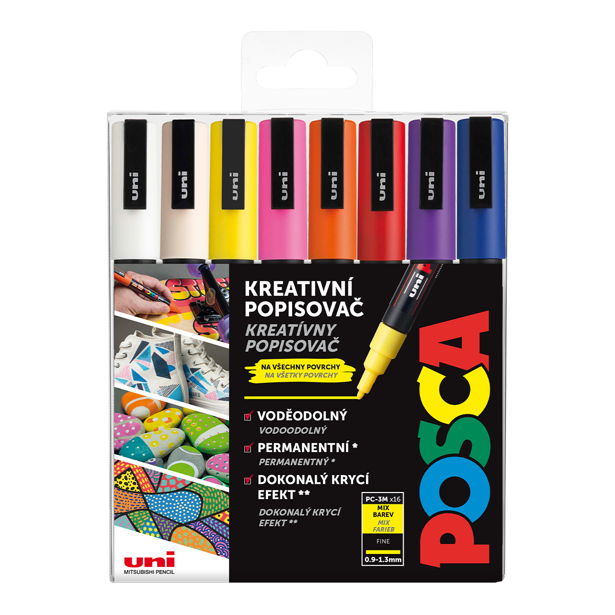 Popisovač akrylový POSCA PC-3M mix barev sada / 16 ks