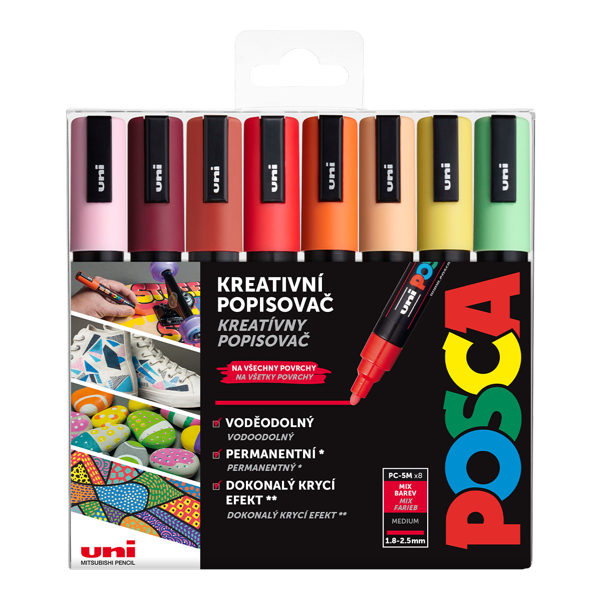 Popisovač akrylový POSCA PC-5M mix letních barev 8ks