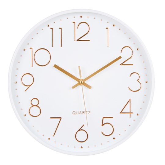 Spoko nástěnné hodiny Trendy, O 30,5 cm, bílo-zlato-růžové